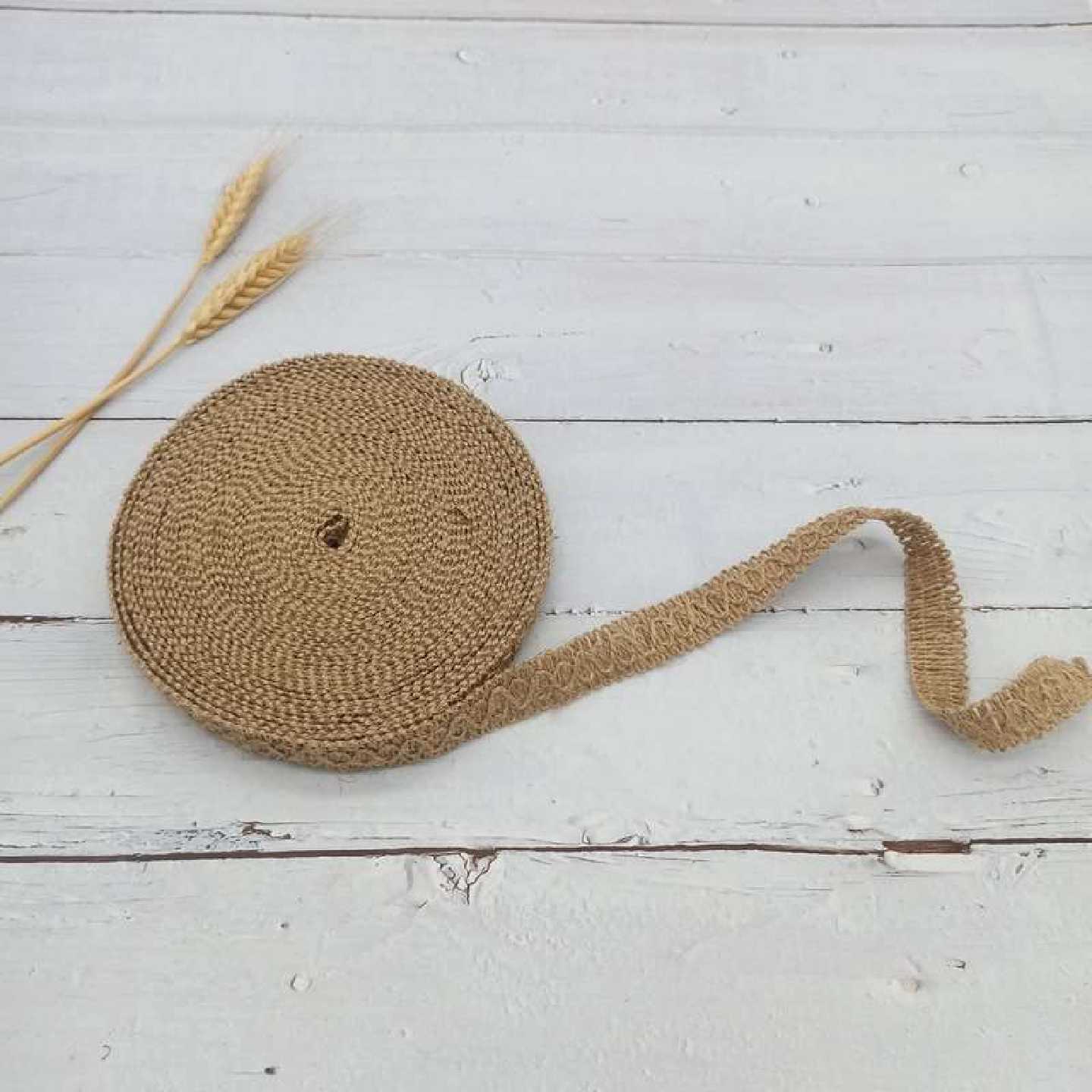 手工制作百搭麻线花边创意DIY材料黄麻绳编织扁麻辅料复古工艺品