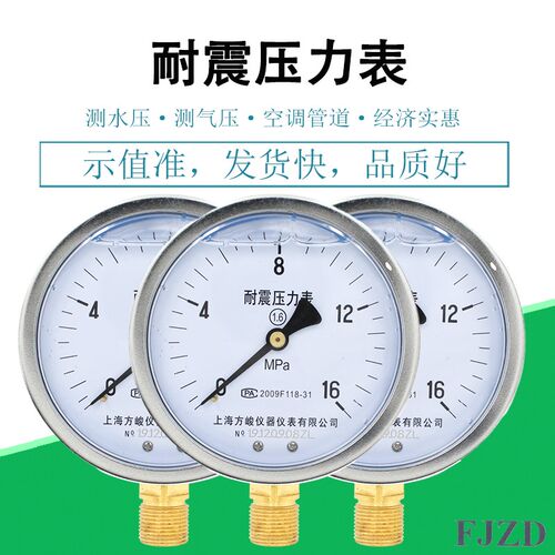 促销耐震压力表YN-100抗震油压表1.6MPa水泵管道压力表高压40MPa
