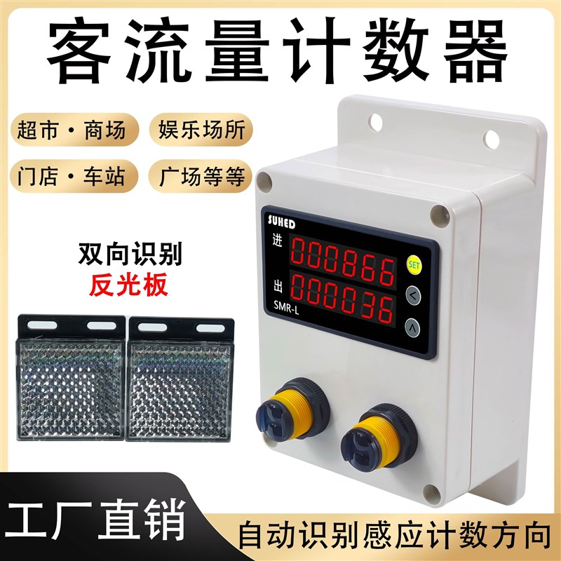 门店人流量计数器红外线自动感应电子数显人数进出计数便携统计器