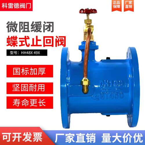 微阻缓闭蝶式止回阀HH48X 49X 防水锤铸铁 消声缓闭止回阀DN50100