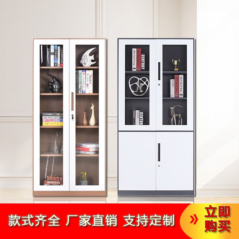 凭证拆装柜钢制储物柜资料文件柜办公玻璃门加厚带锁铁皮柜档案柜