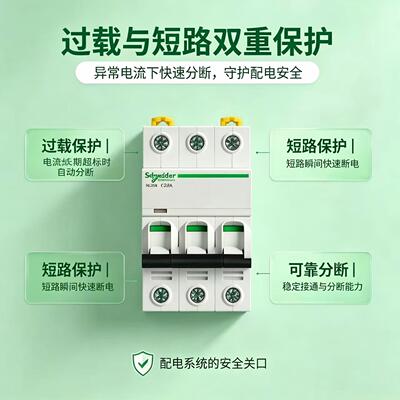 施耐德A9家用2P断路器过载短路