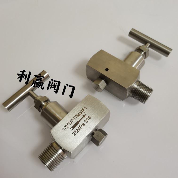 J13W-320P内外螺纹截止阀带排气1/2NPT内外丝高压针型阀带排污