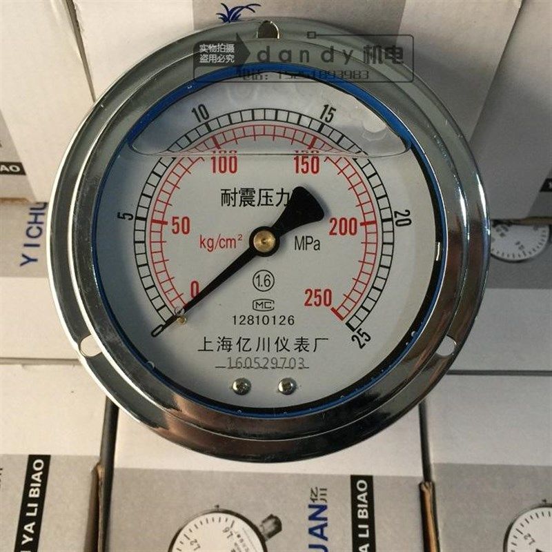 上海亿川压力表厂 YN100ZT耐震轴向带边压力表油压表面板式压力表