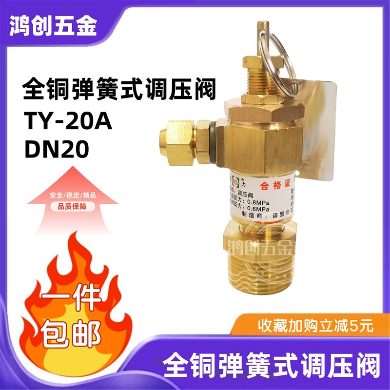 TY-20A调压阀空压机全铜加厚弹簧式调节阀泄压阀排气阀8kg DN20