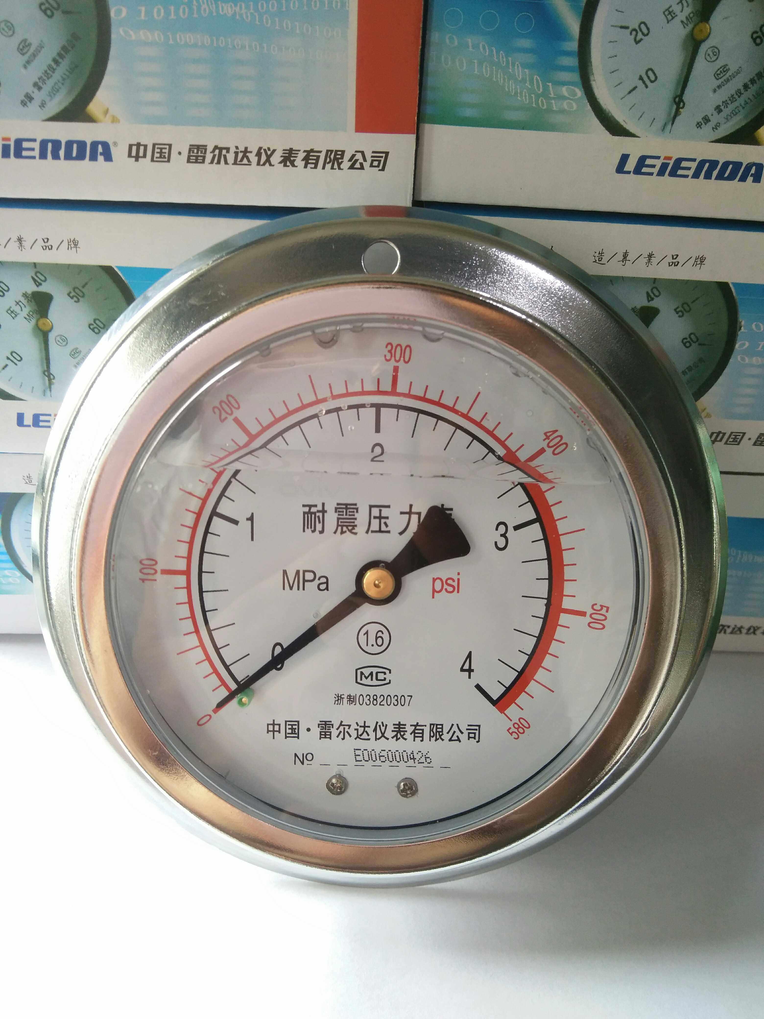雷尔达仪表YN-100ZT轴向带边耐震压力表气压表水压表油压表图片