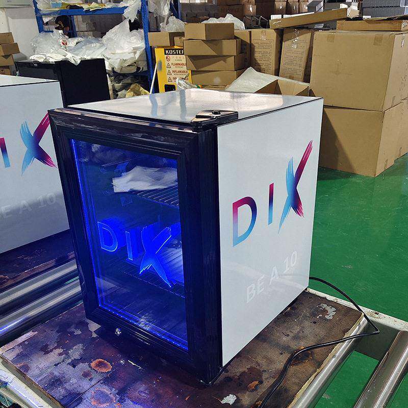 LED激光浮雕LOGO玻璃门迷你冰柜展示冰箱出口电压插头源头工厂