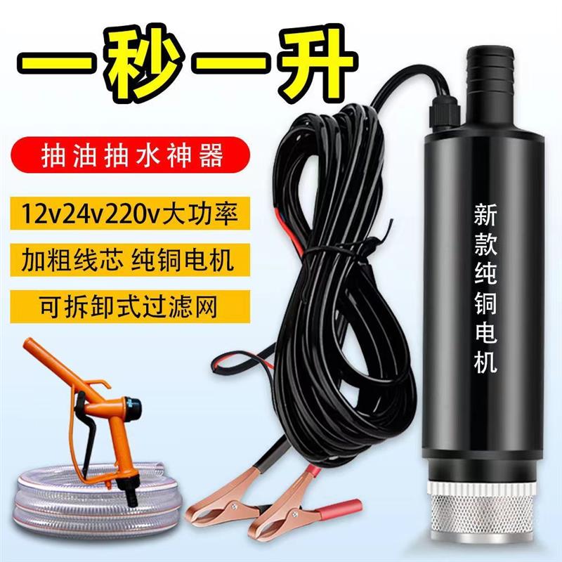 电动抽油泵12V直流柴油加油机24V潜水泵加油抢220V抽水泵小型