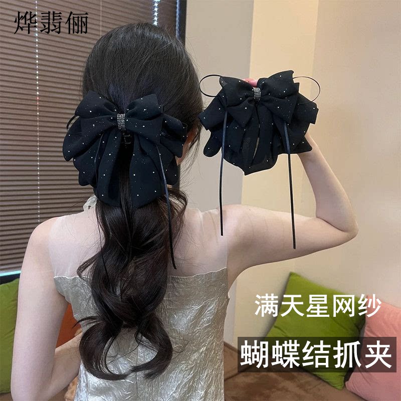 网纱飘带蝴蝶结抓夹女优雅发夹