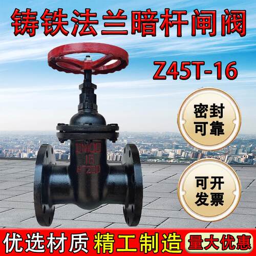 铸铁暗杆闸阀Z45T-16 消防水利水管闸板阀门 开关水铜芯闸阀DN100