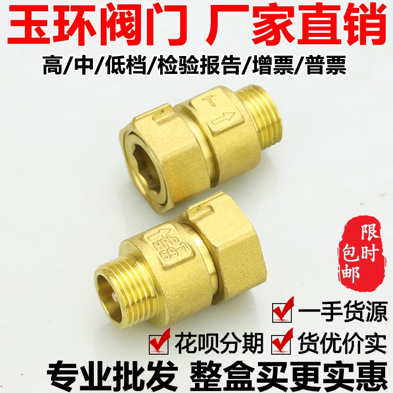 黄铜表前阀表后阀自来水水表防倒流止回阀4分6分1寸DN15 20 25铜图片