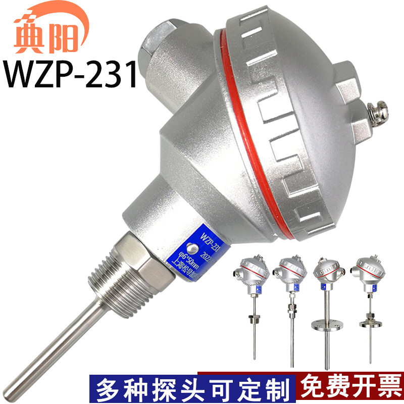 Pt100防水测温探头热电阻WZP-231一体化温度变送器传感器K热电偶