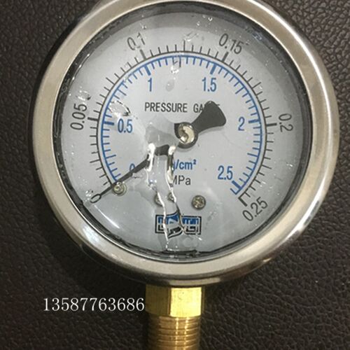 耐震压力表0-0.25MPa气体压力表0-2.5kg防震充油压力表0-16mpa