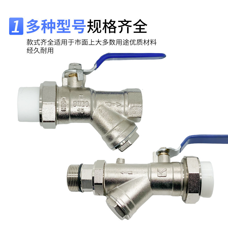 6分PPR活接过滤器球阀壁挂炉放水阀内丝外丝螺纹进水阀开关大流量