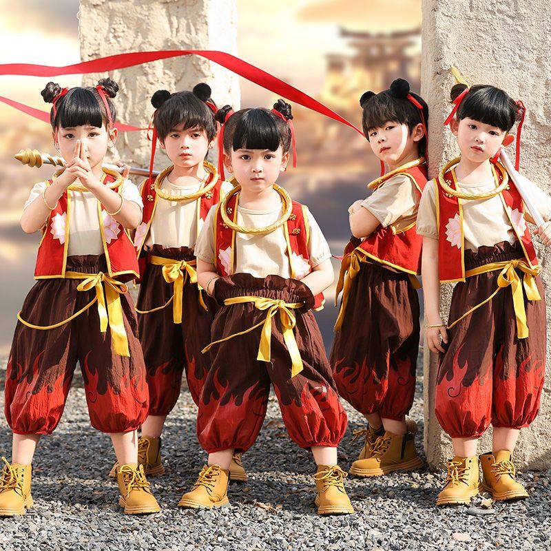 小孩演出服哪咤儿童cos服装全套男童女孩同款套装幼儿园六一啦啦