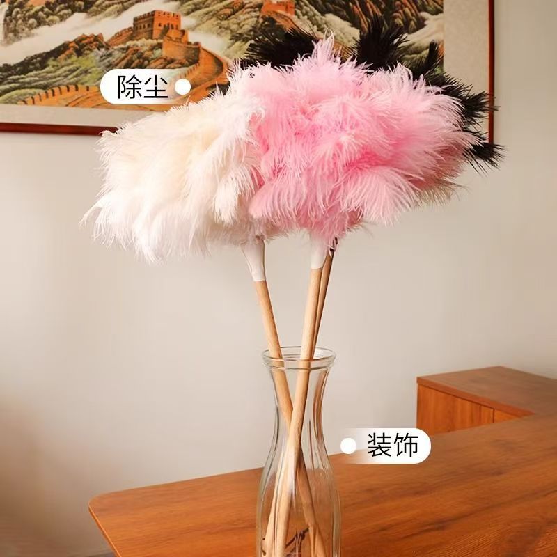 粉色鸵鸟鸡毛掸子家用除尘扫灰神除尘掸