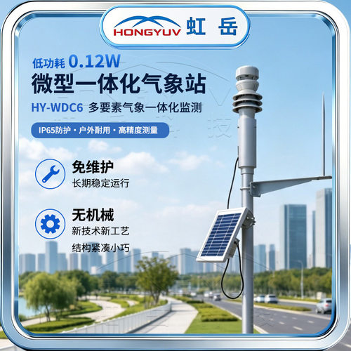 微型气象站风速风向温湿度气压雨量能见度一体可视频验厂虹岳气象