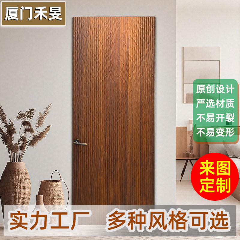 雕刻实木门板原木装饰面板多层入户门平开门木板批发耐磨木纹