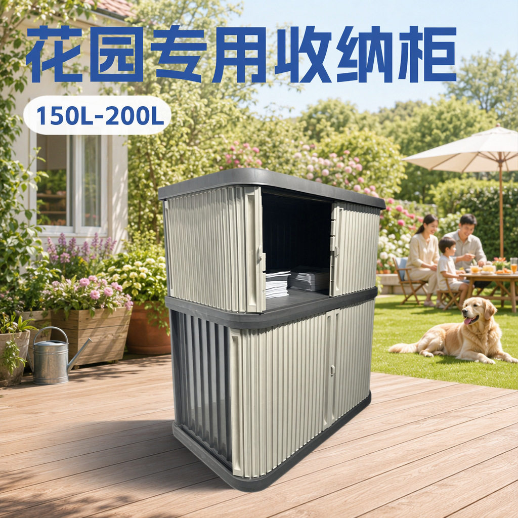 跨境热卖户外庭院收纳柜花园防水收纳箱推拉式储物柜抽屉式置物