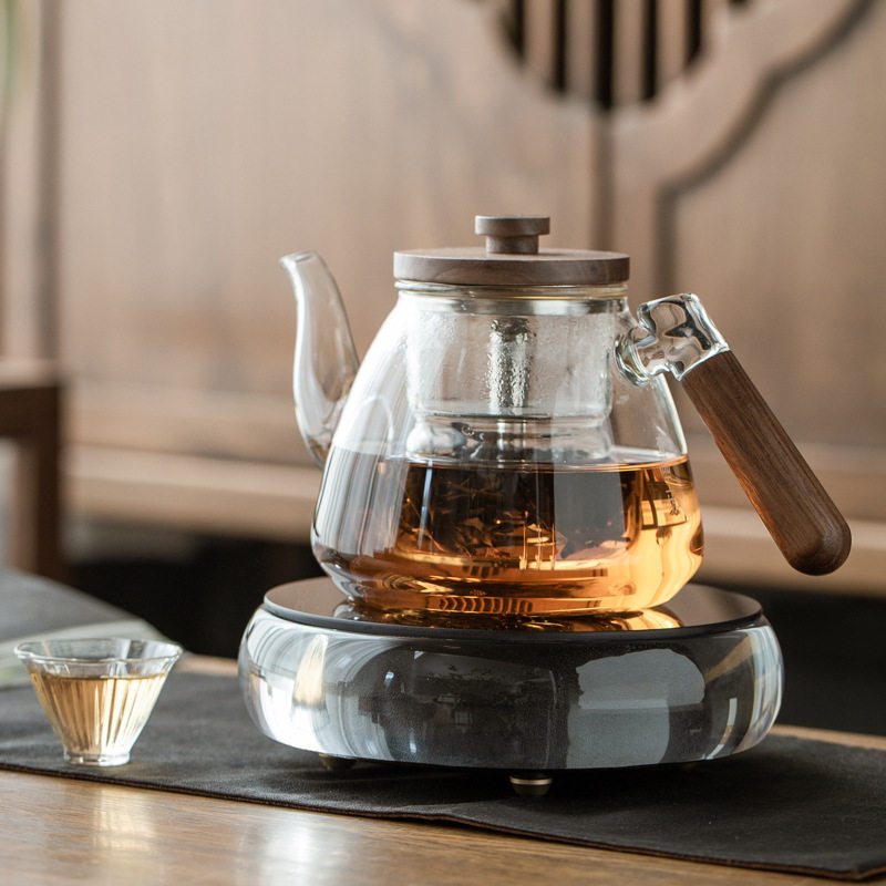 茗凤祥高档水晶电陶炉煮茶器套装玻璃无线遥控智能静音圆形煮茶炉