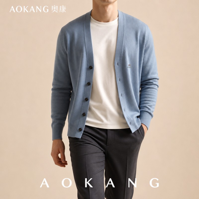 AOKANG奥康秋季老钱风针织针织衫/毛衣