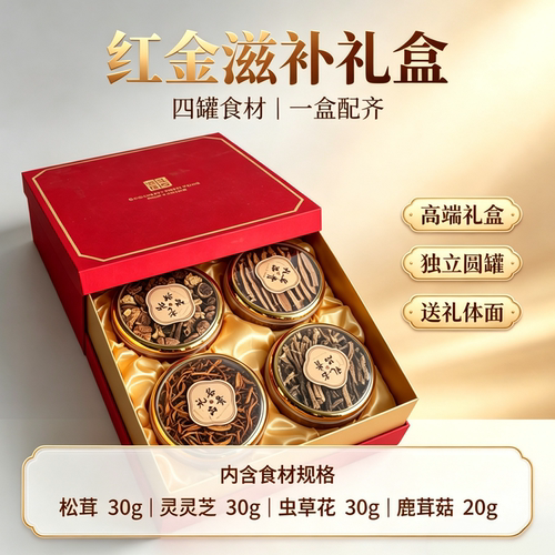 灵芝西洋参红金滋补礼盒送妈妈