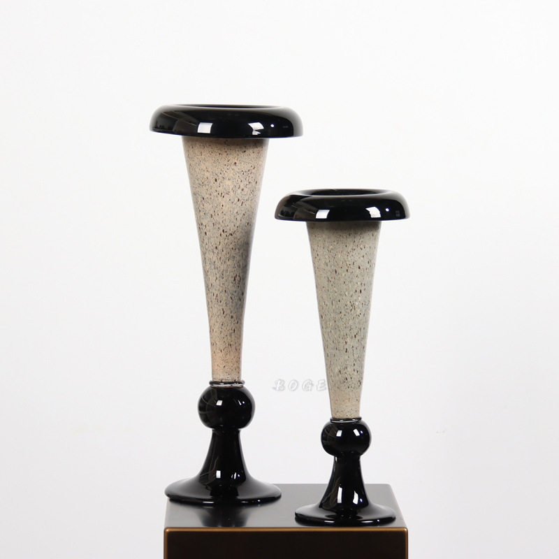 中古诧寂小众高级艺术插花瓶手工琉璃玻璃花器民宿样板房轻奢摆件