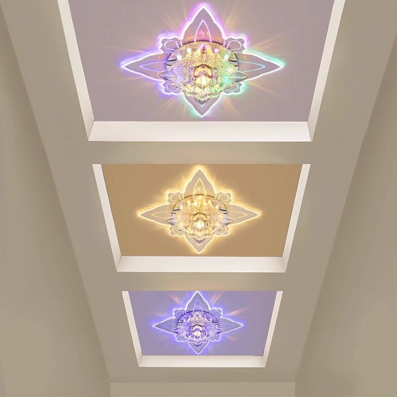 led七彩水晶过道灯走廊灯玄关灯门厅现代简约入户灯筒灯明装家
