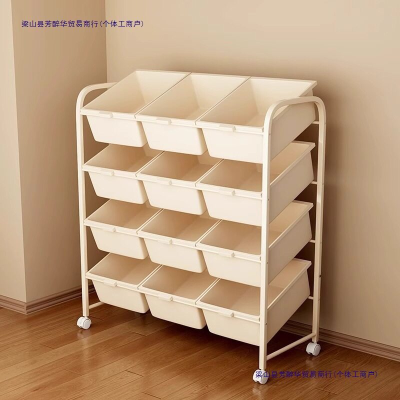玩具收纳置物架儿童书报架家用宝宝绘画书本落地储物架子移动推车