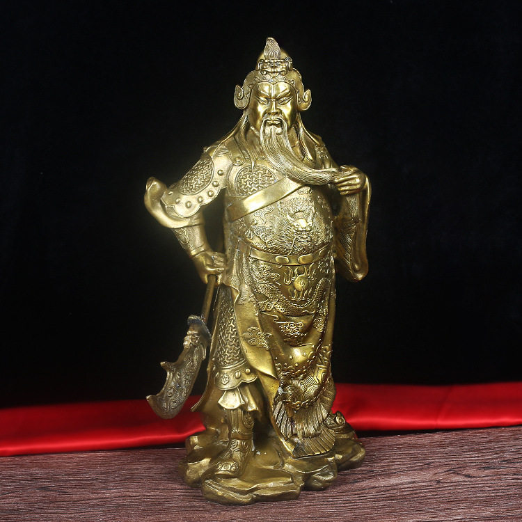 批发铜横刀关公摆件武财神关二爷铜像客厅家居装饰品图片