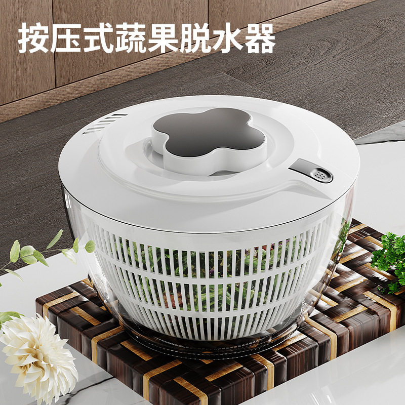 家用沙拉蔬菜脱水器手动甩干机洗水果甩水菜篮旋转洗菜沥水器批发