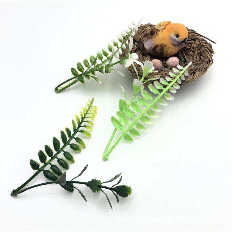 12CM2叉水草仿真花盆景水草配件仿真植物盆栽地坪草塑料花配件