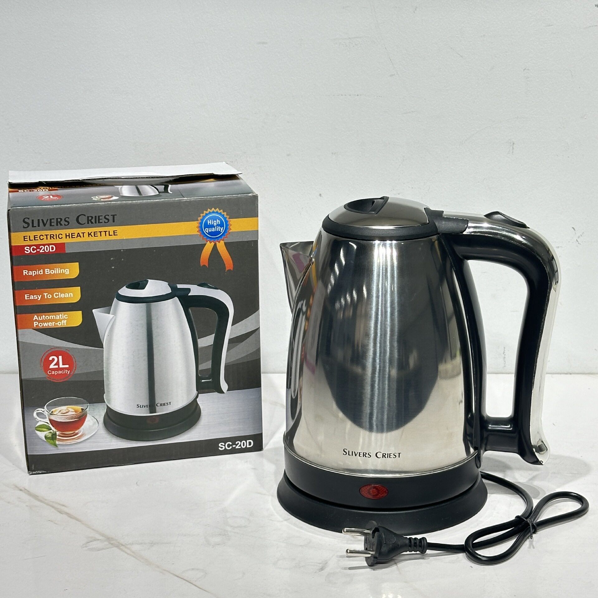 跨境2L不锈钢电热水壶厨房家用新款小型全自动电热烧水壶