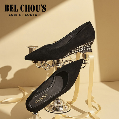 BEL CHOU'S/佰乐舒斯浅口单鞋女2026秋冬季新款时尚休闲鞋女真皮