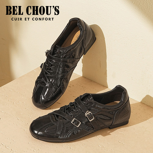 BEL CHOU'S/佰乐舒斯德训鞋女2026秋冬季新款真皮鞋子女百搭休闲
