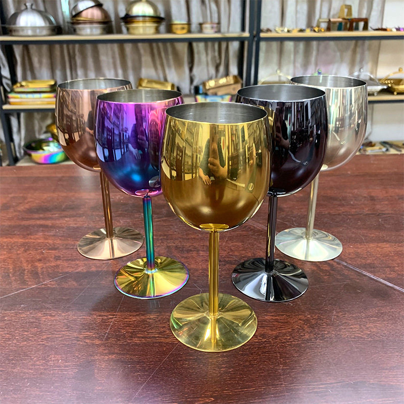 304不锈钢鸡尾酒杯酒吧ktv酒杯家用多色高脚杯玫瑰金红酒杯刻LOGO