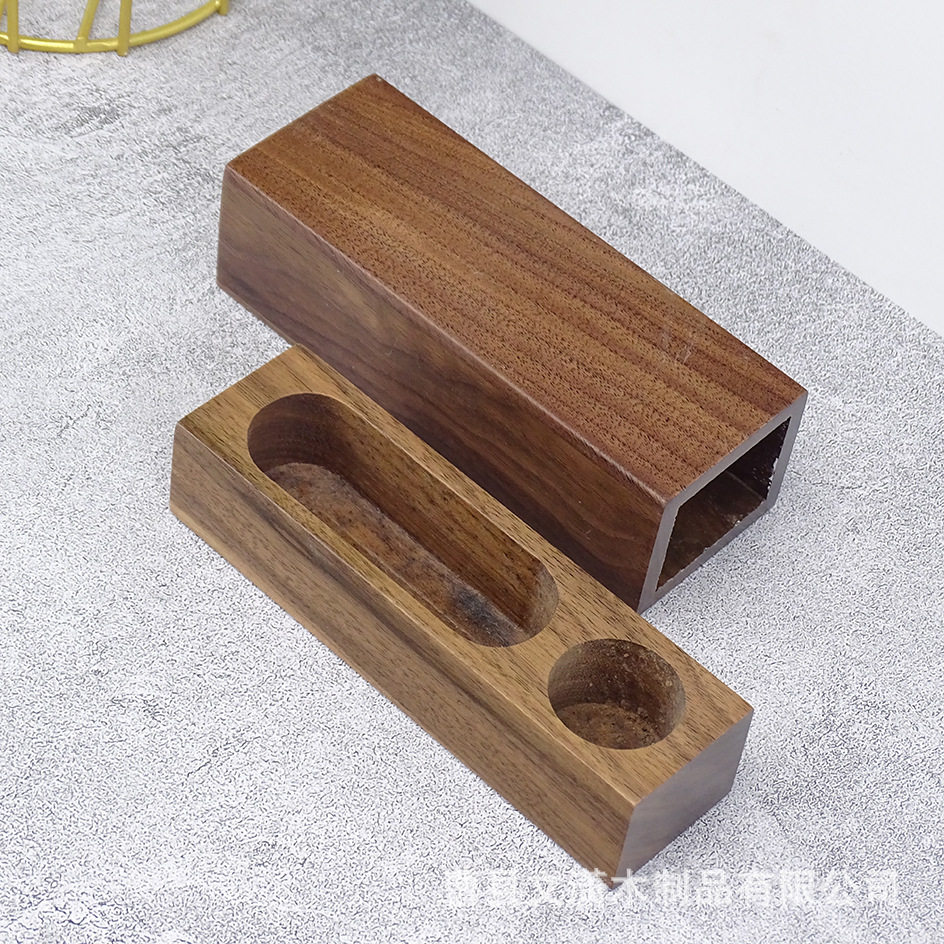 木质印章盒黑胡桃木盒私人印章盒子木制印章印泥收纳盒手工木盒