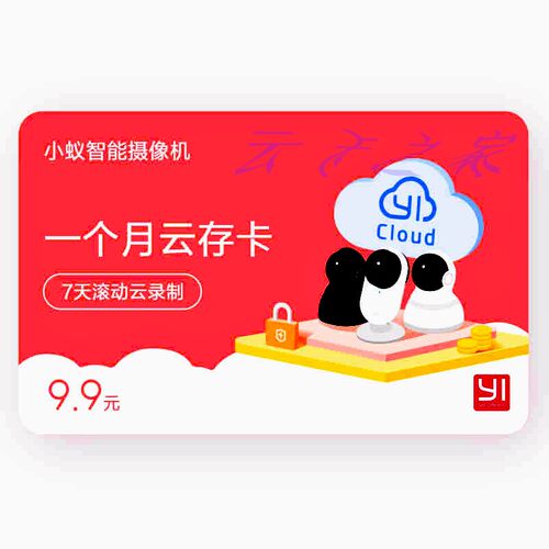 小蚁摄像机云储存服务 7天循环录影1080P云存储年卡