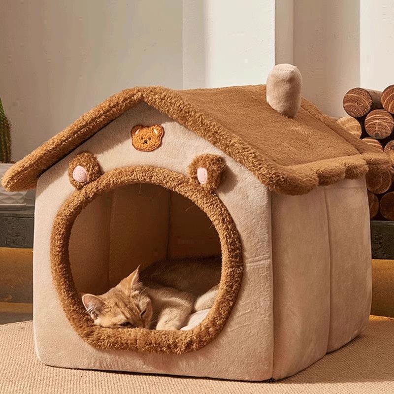 猫窝狗窝冬季封闭式安全感可拆洗猫房子猫咪屋猫床宠物冬天用超大