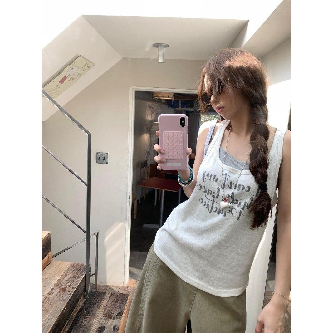 美式叠穿绝美吊带背心女2026夏季设计感T恤两件套无袖上衣