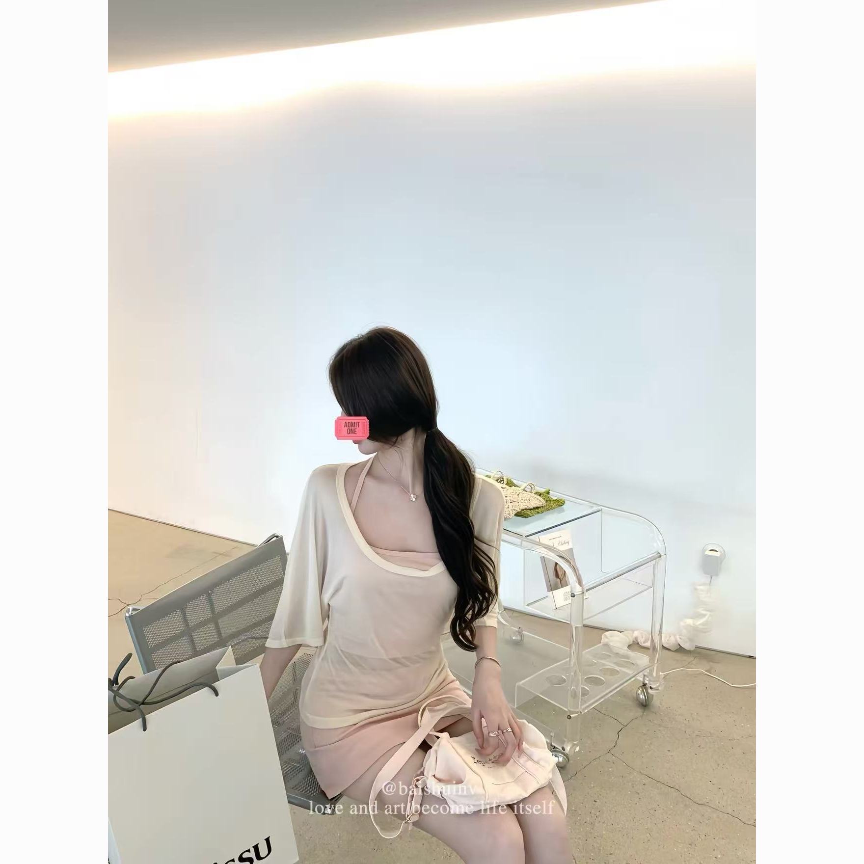 白水女 主推!!!慵懒美女套装 T恤吊带女早秋半身裙韩系休闲三件套