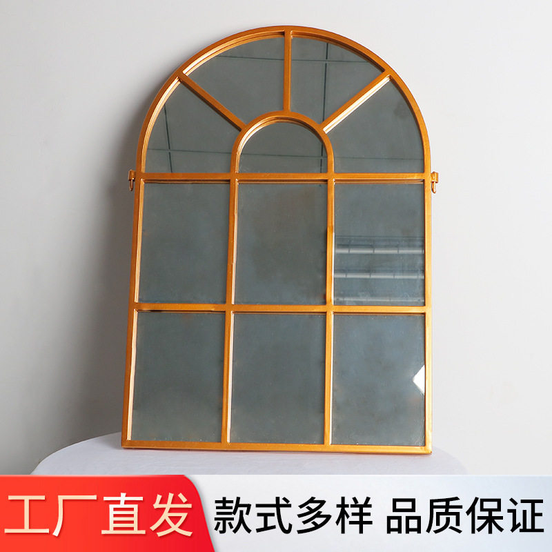 壁挂复古装饰镜全身镜落地挂墙法式欧式做旧铁艺梳妆镜挂墙穿衣镜
