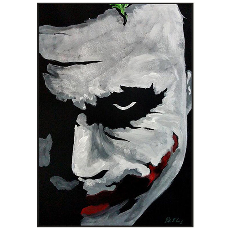 现代个性经典DC电影反派小丑装饰画Joker黑白画卧室挂画希斯莱杰