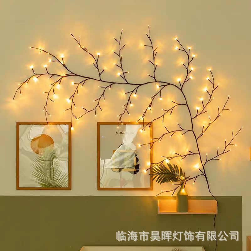 灯串跨境节日婚礼藤条树枝灯led灯串室内墙壁装饰造型仿真树彩灯