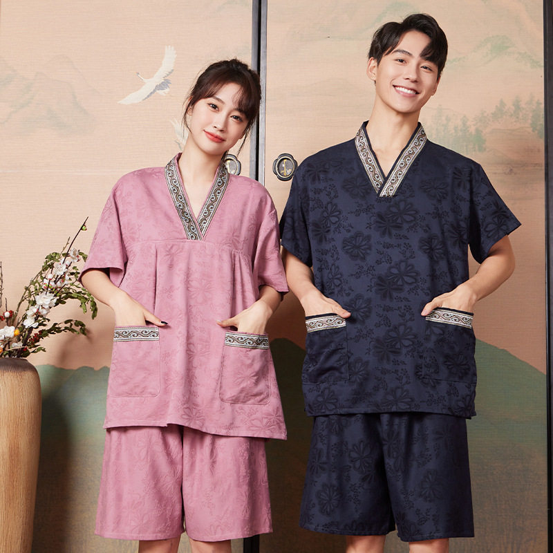 厂家2026新款汗蒸服女男款纯棉大码高档足疗洗浴浴服盐蒸桑拿服