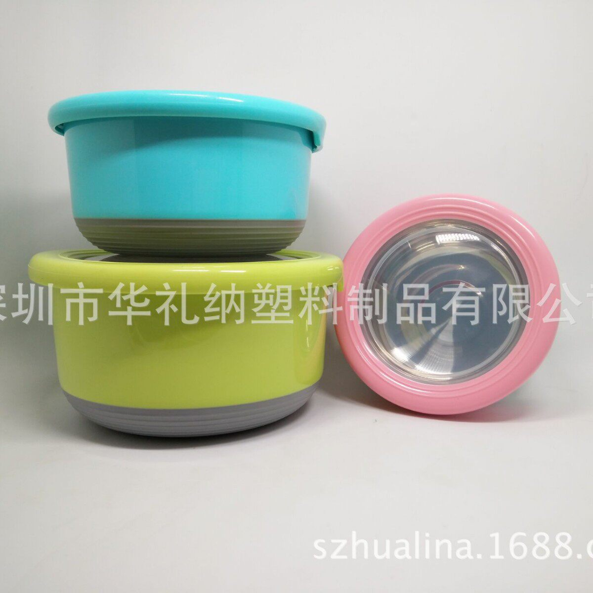 亚马逊热卖三件套保鲜碗不锈钢保鲜盒不锈钢圆形保鲜碗多用保鲜碗