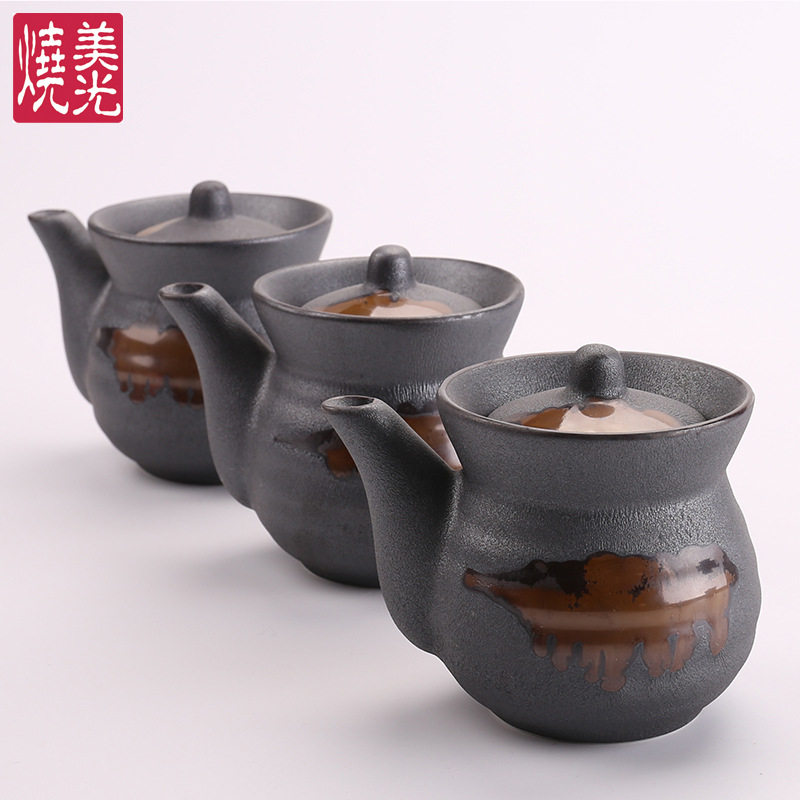 日韩式餐厅复古仿粗陶调味调料酱油壶厨房家用糖醋陶瓷小壶瓶子