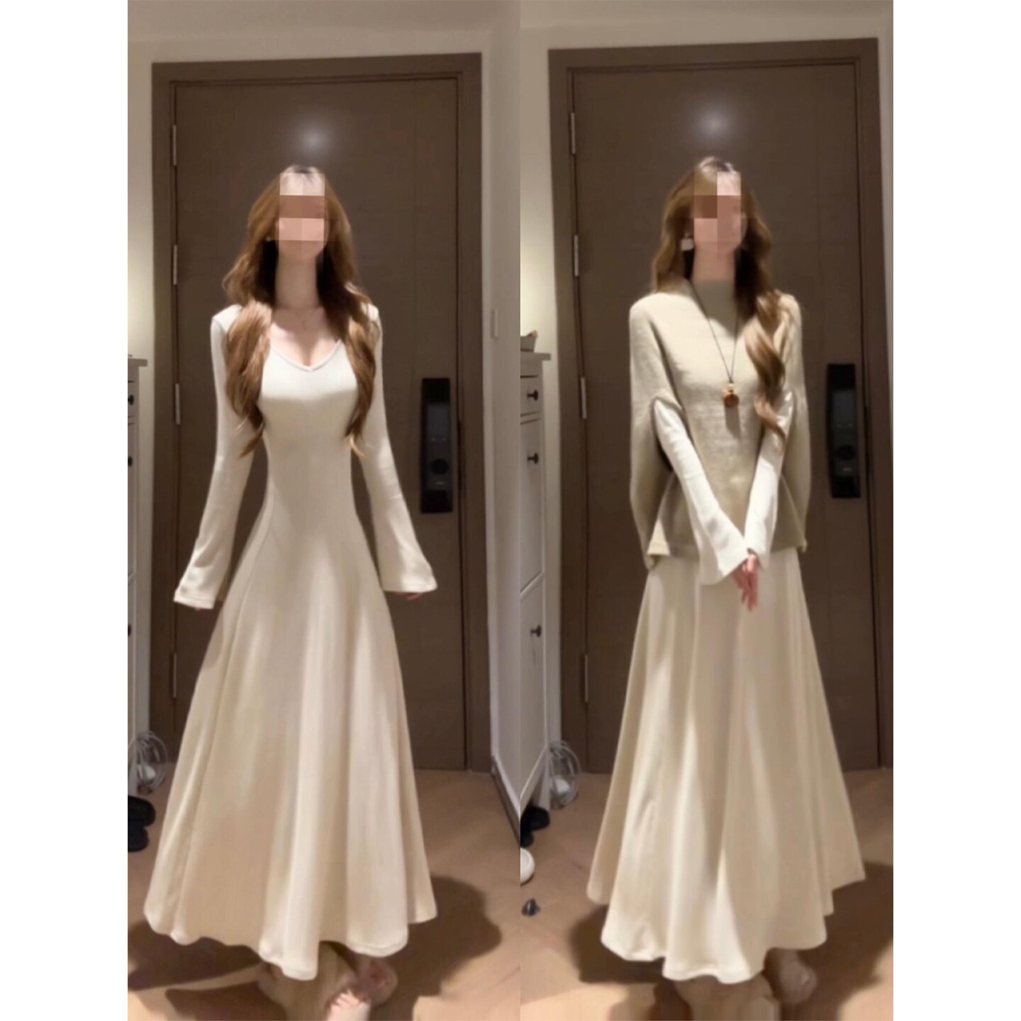 早春漂亮白色连衣裙女春