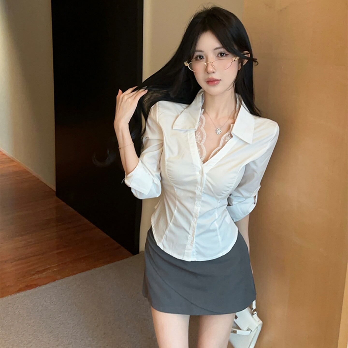 韩系御姐风套装女设计感