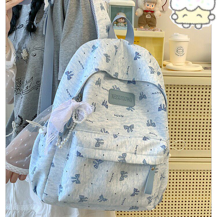 跨境双肩包日系ins高颜值清新甜美蝴蝶结背包女初中生小学生书包